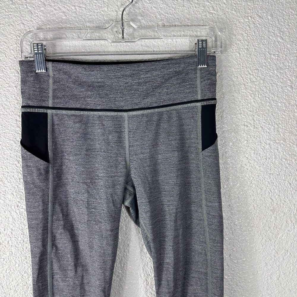 Lululemon Pace Rival Crop Grey Black Mesh SZ 6 - Picture 2 of 6